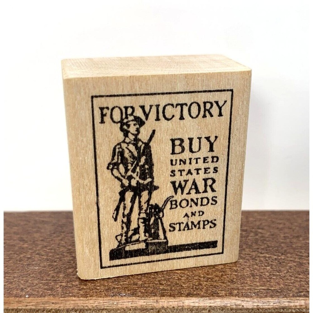 2000 River City Rubber Works 1698-F Victory Wood Stamp, Buy US War Bonds, Unused